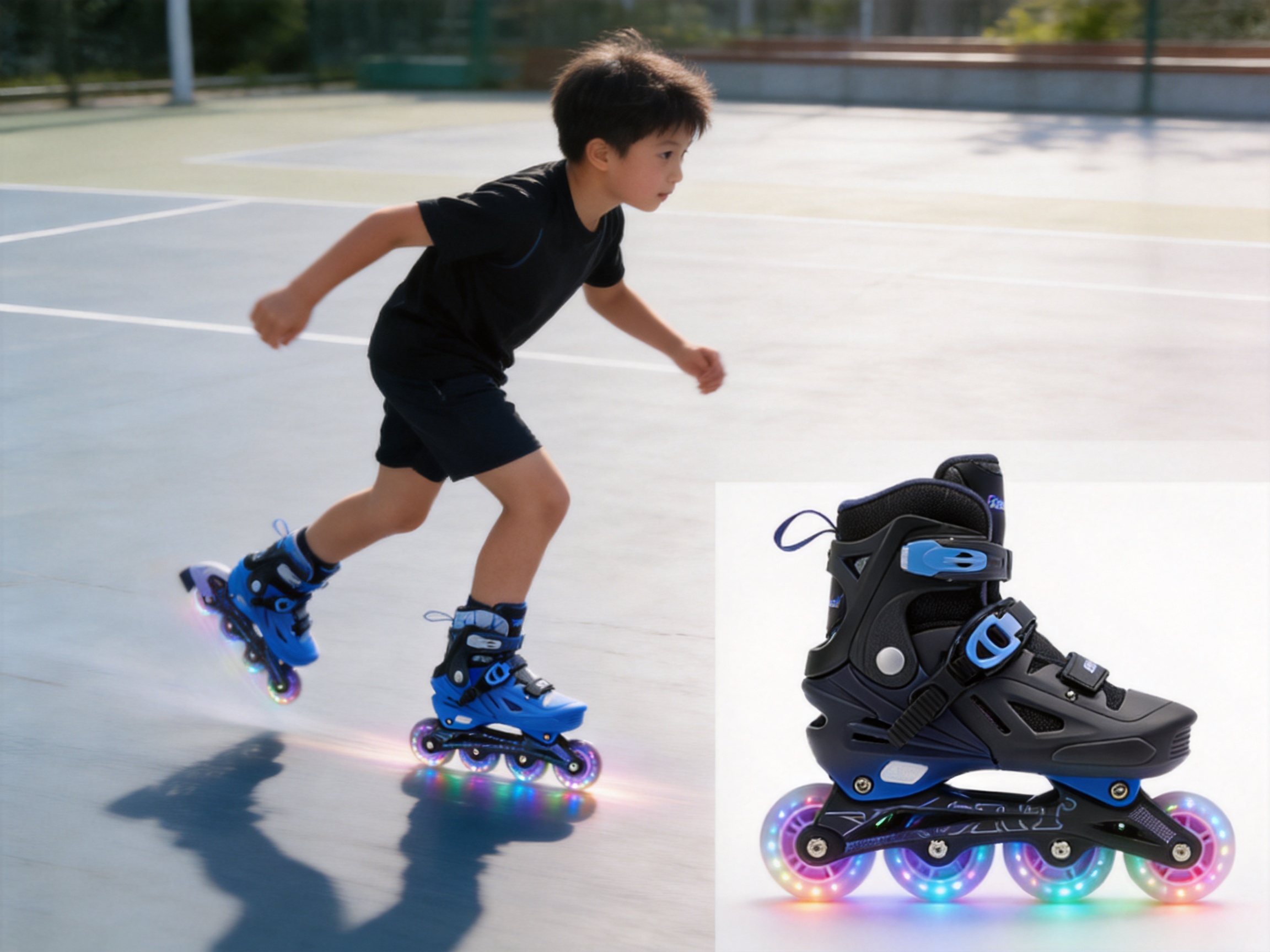 Adjustable LED Inline Skates for Safe, Comfortable Youth Training